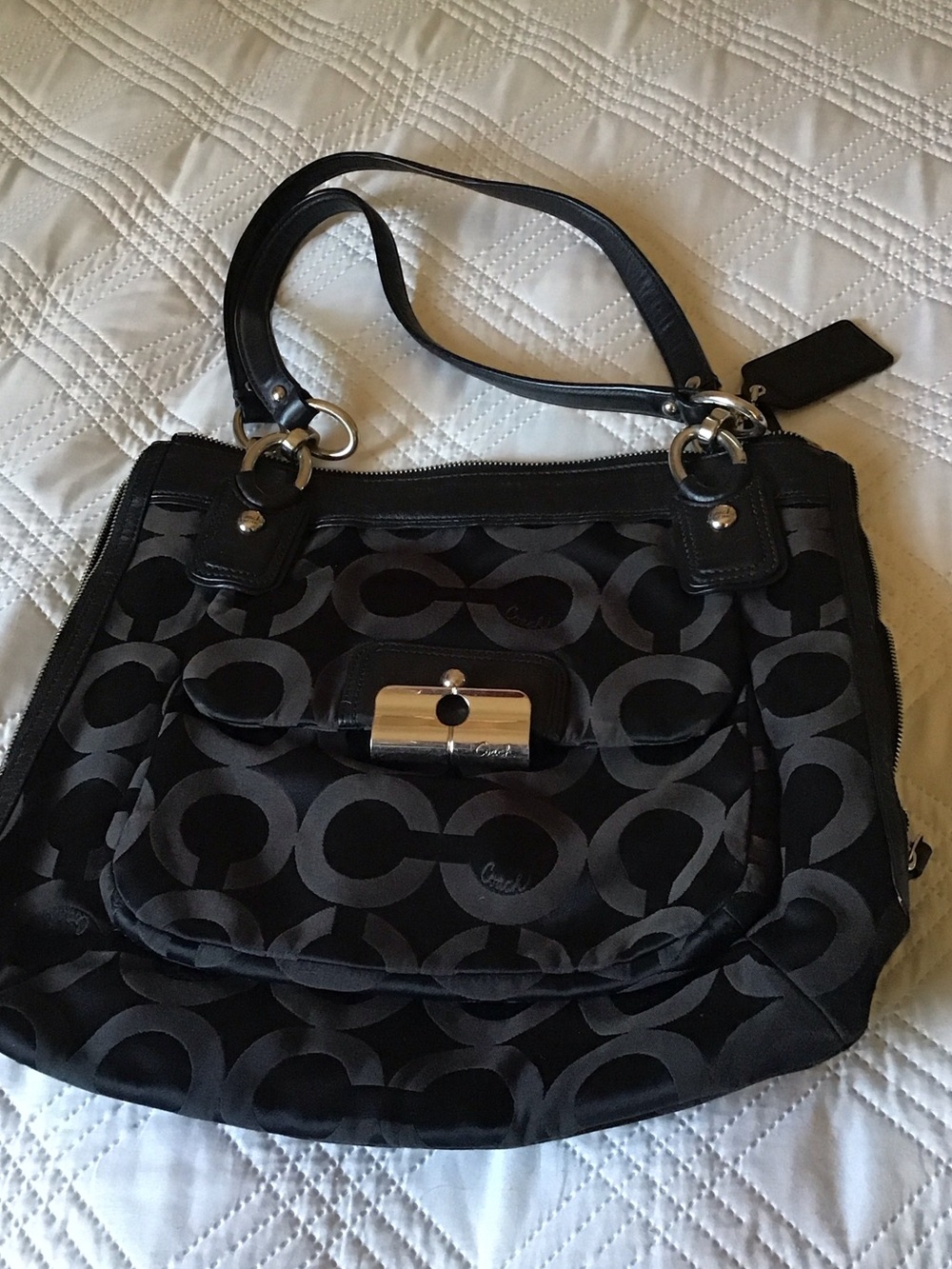 Black  Coach Signature Pattern Shoulder Bag
